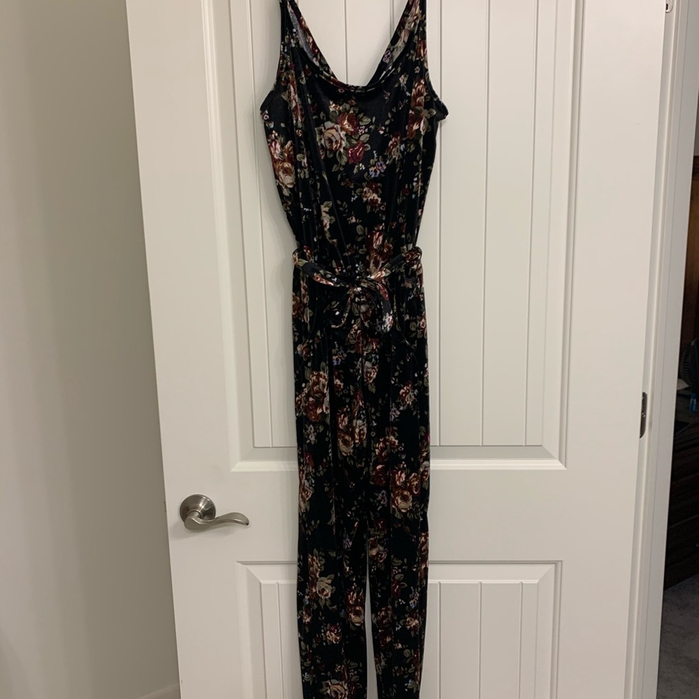 Black floral jumpsuit